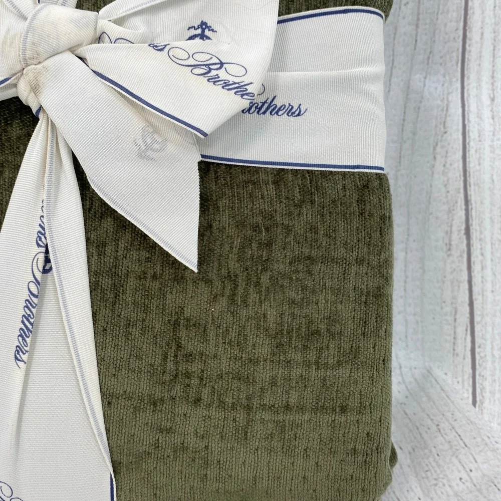 Brooks Brothers Blanket Full Queen Olive Green Textured Classic Cozy Earthy